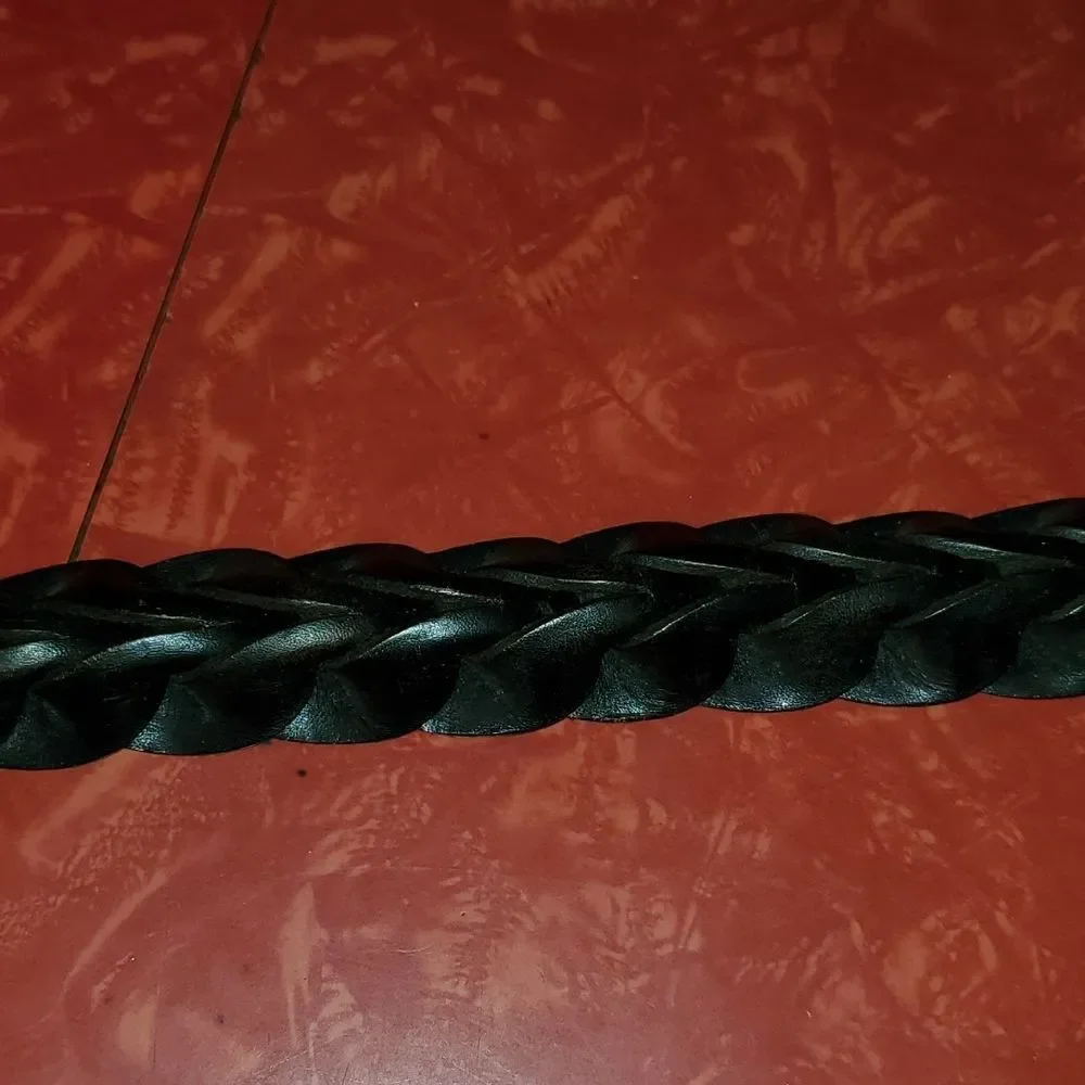 Vintage Brighton Black Leather Woven Belt 36